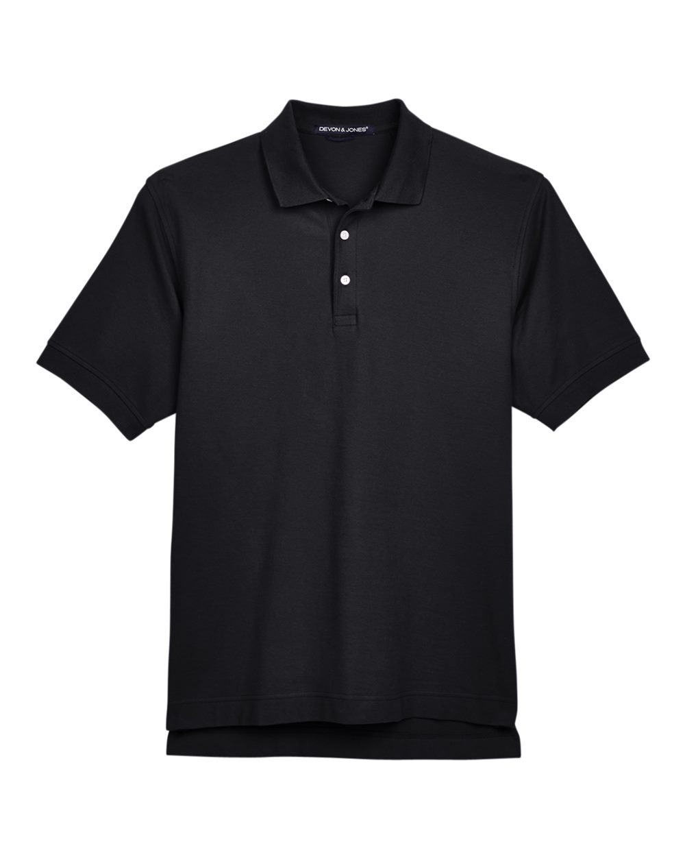 Front View of Black Men's Pima Piqué Polo - D100