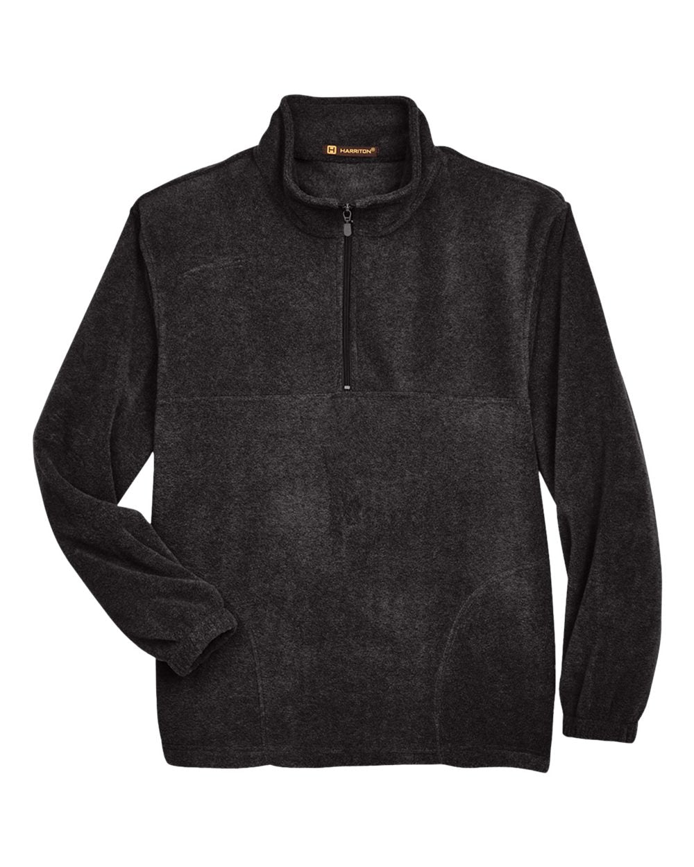 Front View of Black Men's Quarter-Zip Fleece Pullover - M980