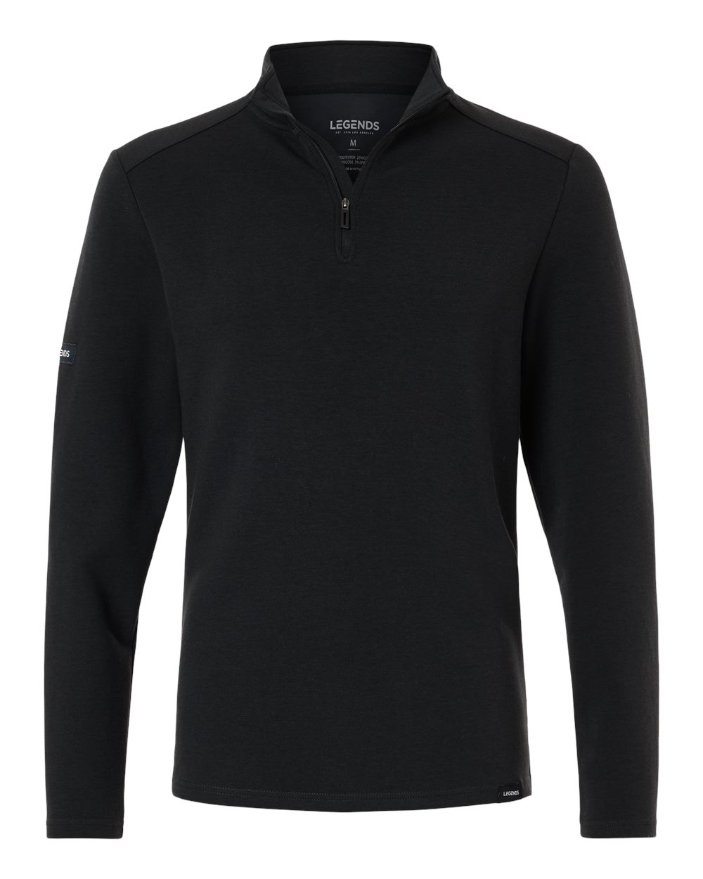 Front View of Black Men's Scuba Quarter-Zip Pullover - SWM000006 plain