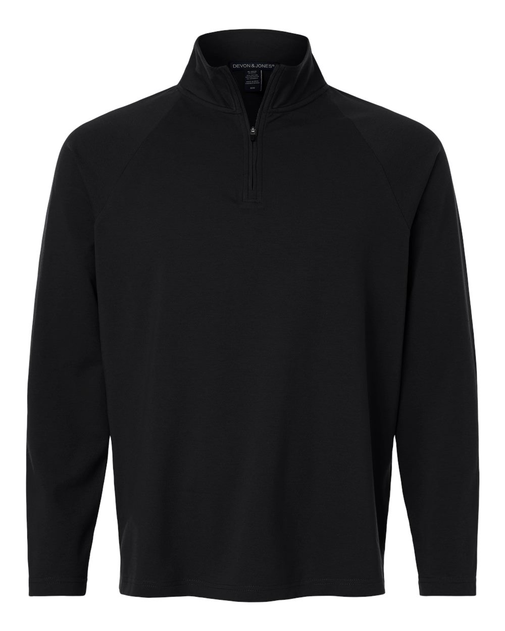 Front View of Black Men's Seaton Pebble Textured Quarter-Zip Pullover - DG402 plain