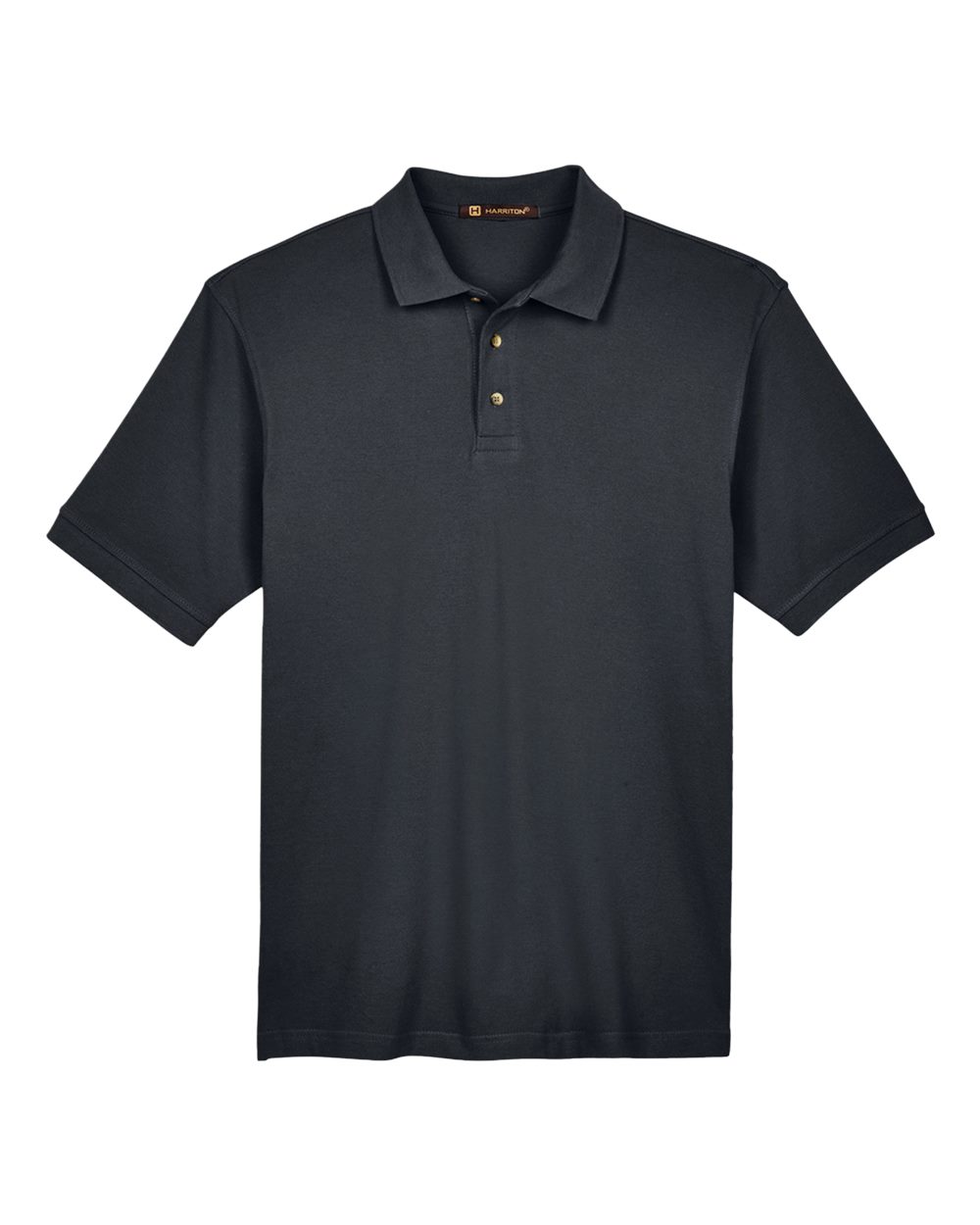 Front View of Black Men's Tall Cotton Pique Polo - M200T