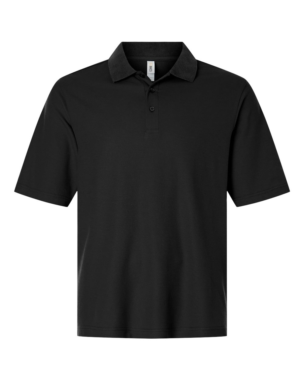 Front View of Black Men&#39;s Tall Resolve CVC Performance Pique Polo - CE106T