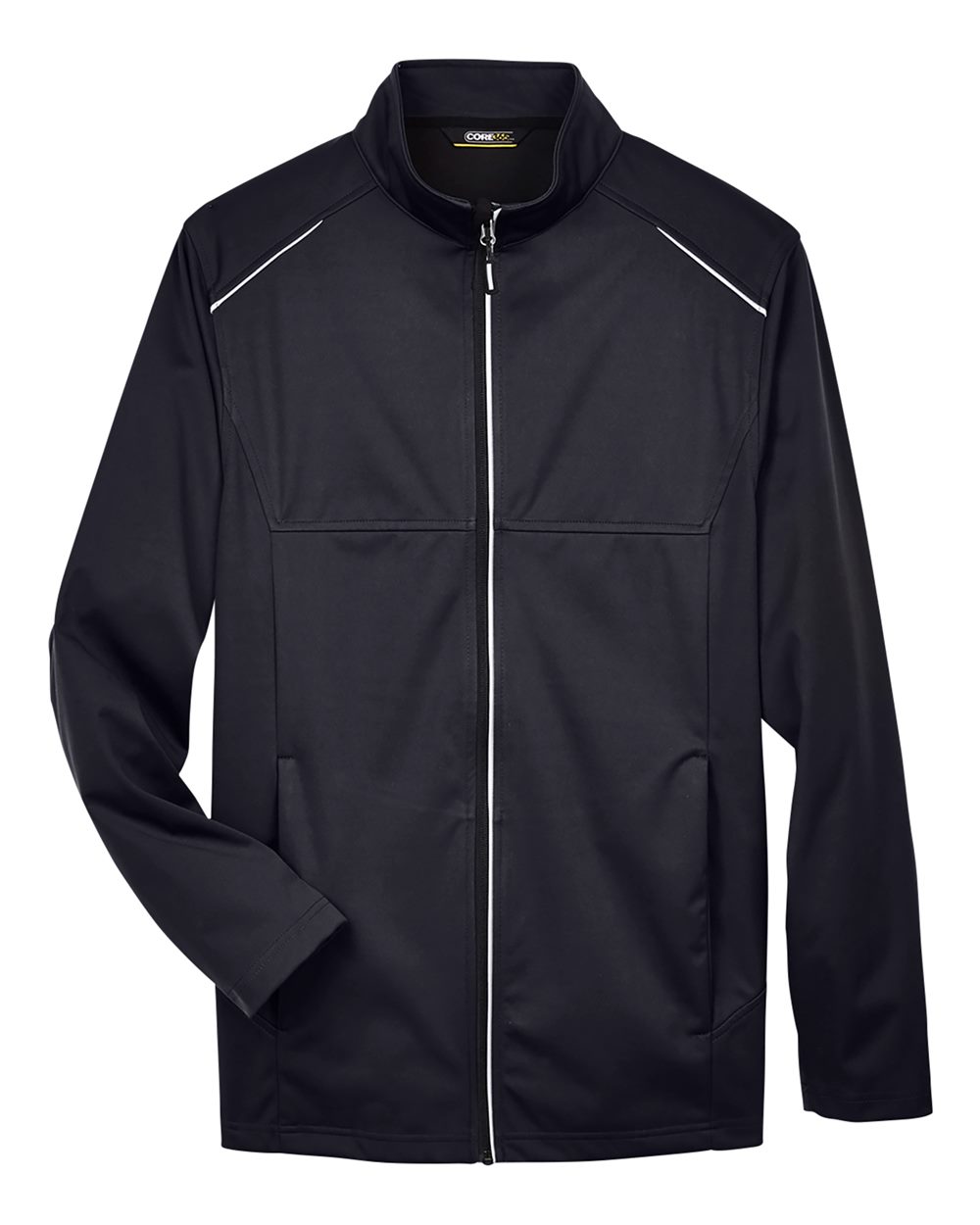 Front View of Black Men's Tall Techno Lite Three-Layer Knit Tech-Shell - CE708T