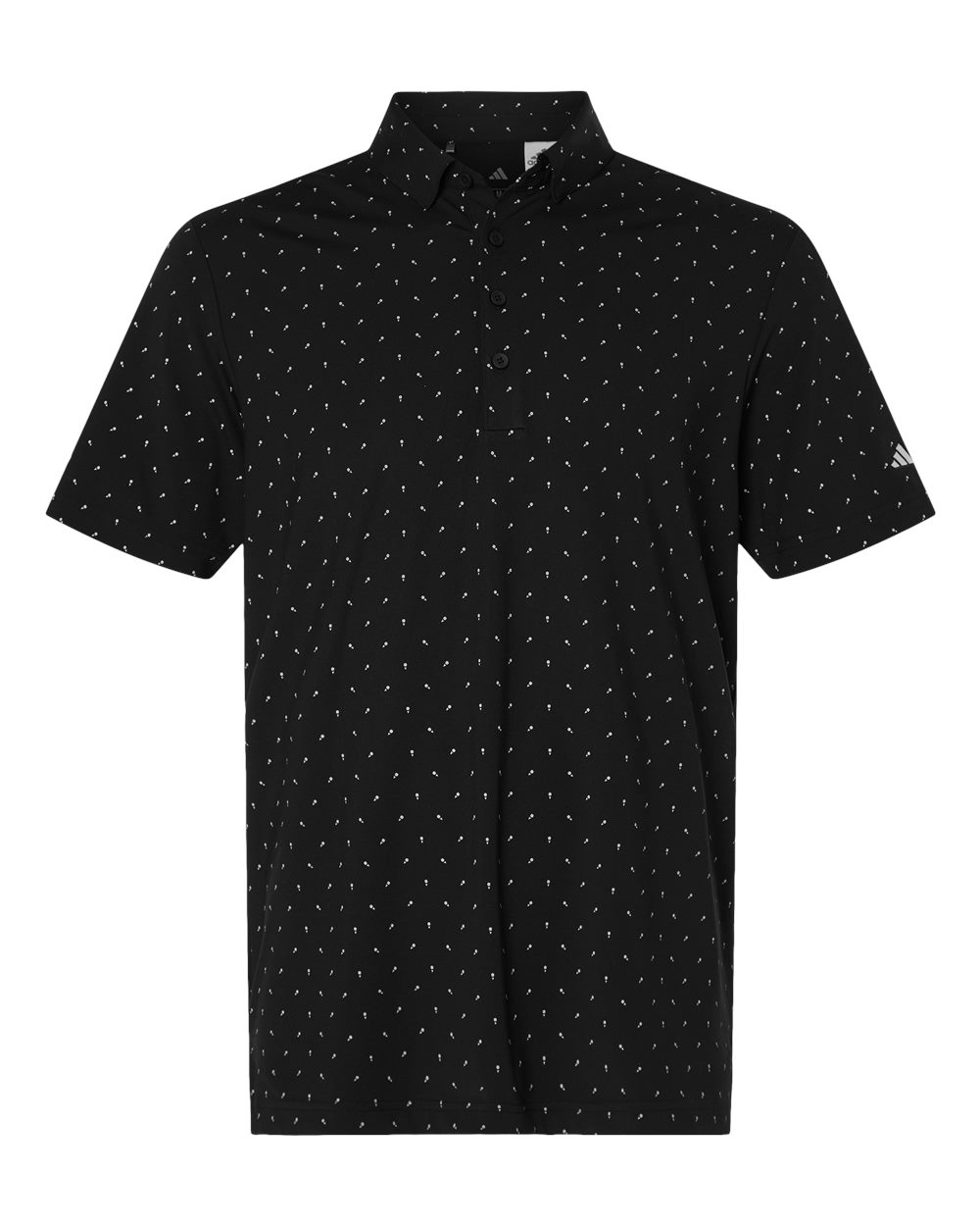 Front View of Black Men's Ultimate365 Micro Print Polo - A2028 plain