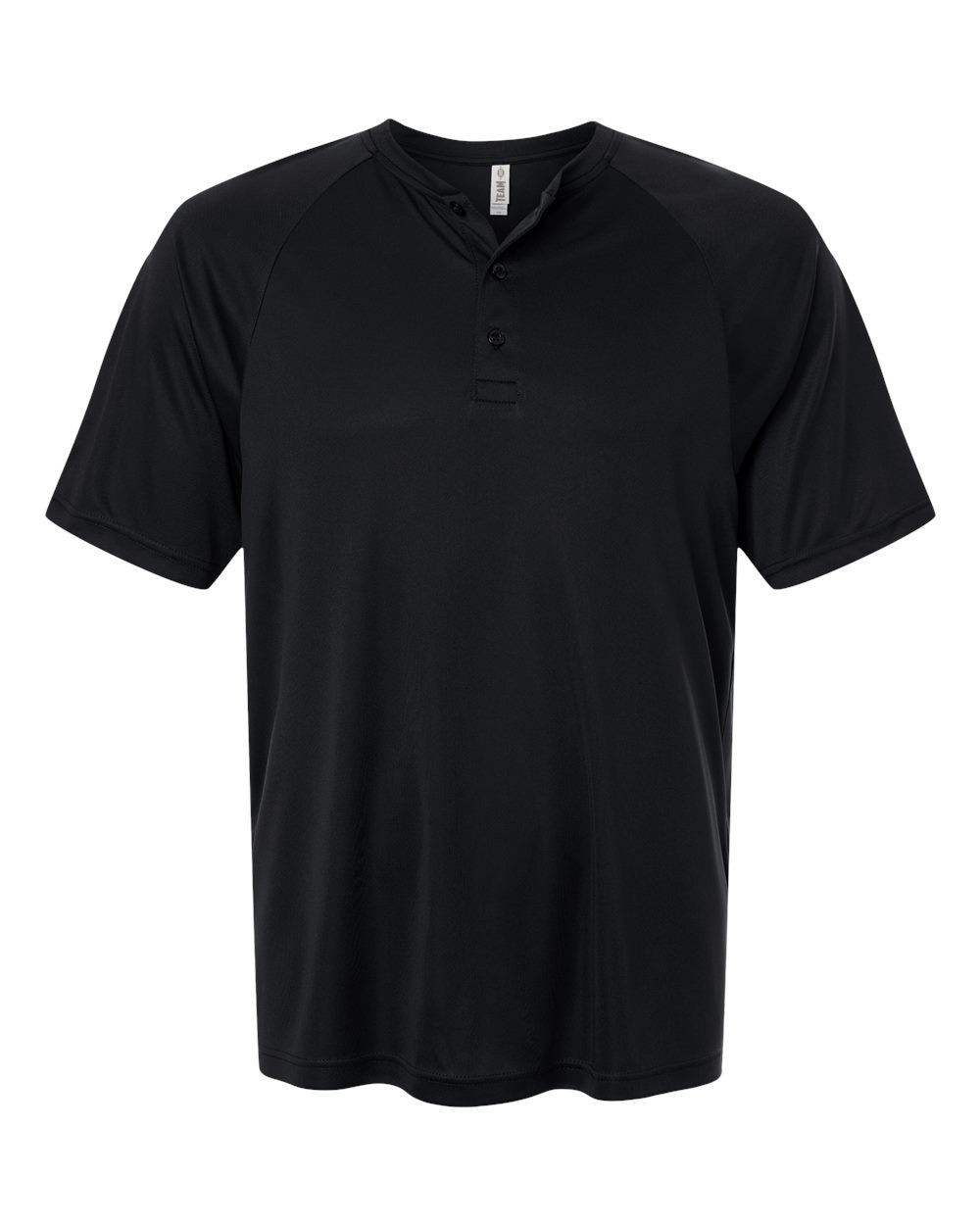 Front View of Black Men's Zone Performance Henley - TT11HN plain