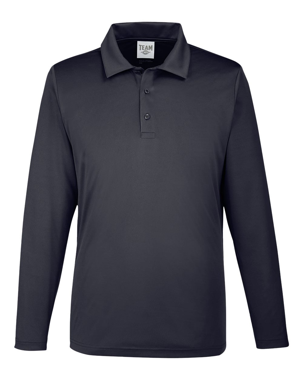 Front View of Black Men's Zone Performance Long Sleeve Polo - TT51L