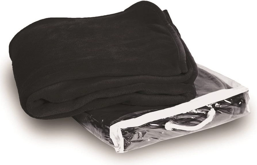 Front View of Black Micro Coral Fleece Blanket - 8707