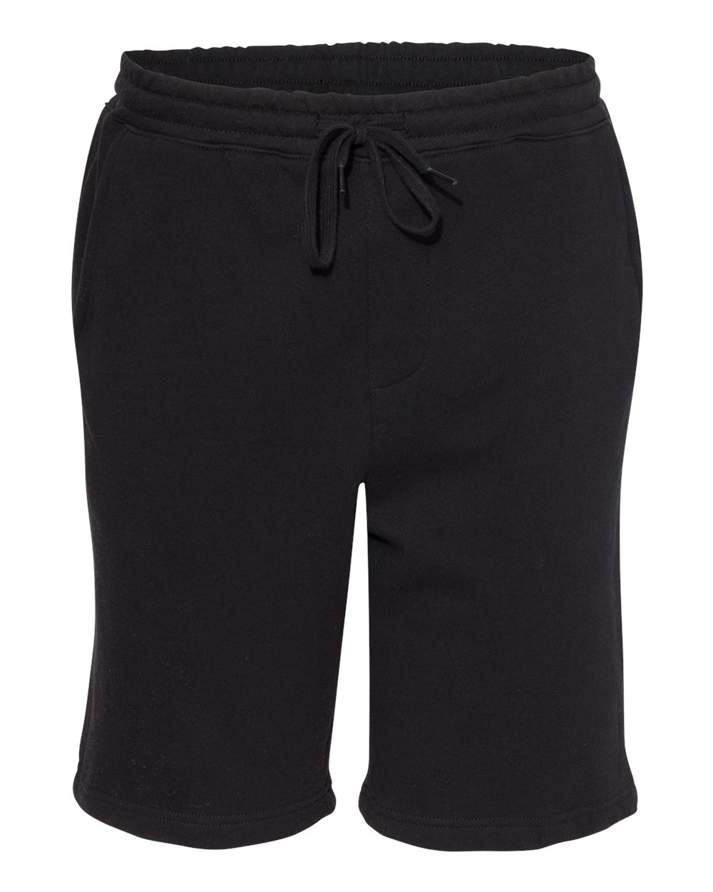 Front View of Black Midweight Fleece Shorts - IND20SRT