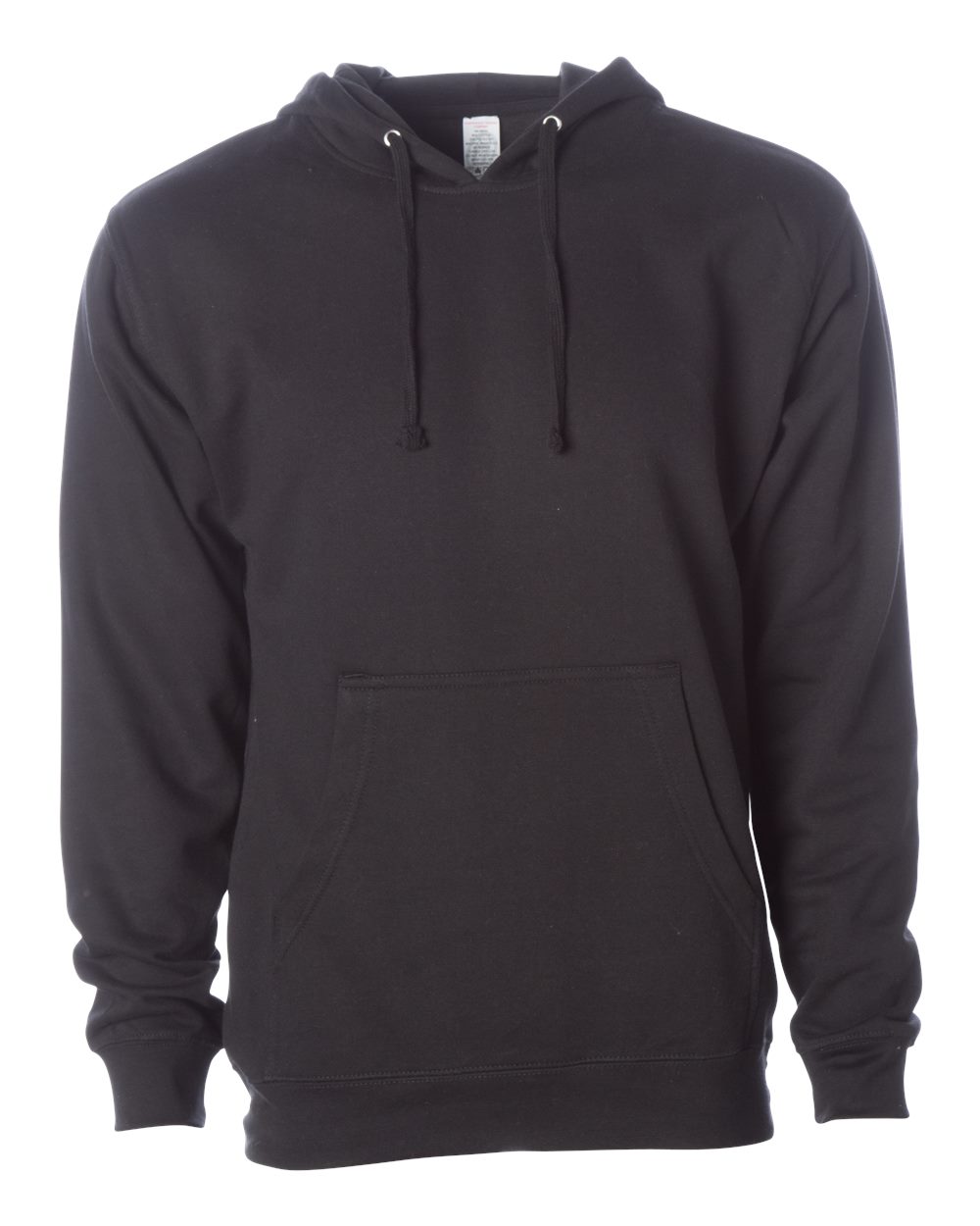 Front View of Black Midweight Hooded Sweatshirt - SS4500