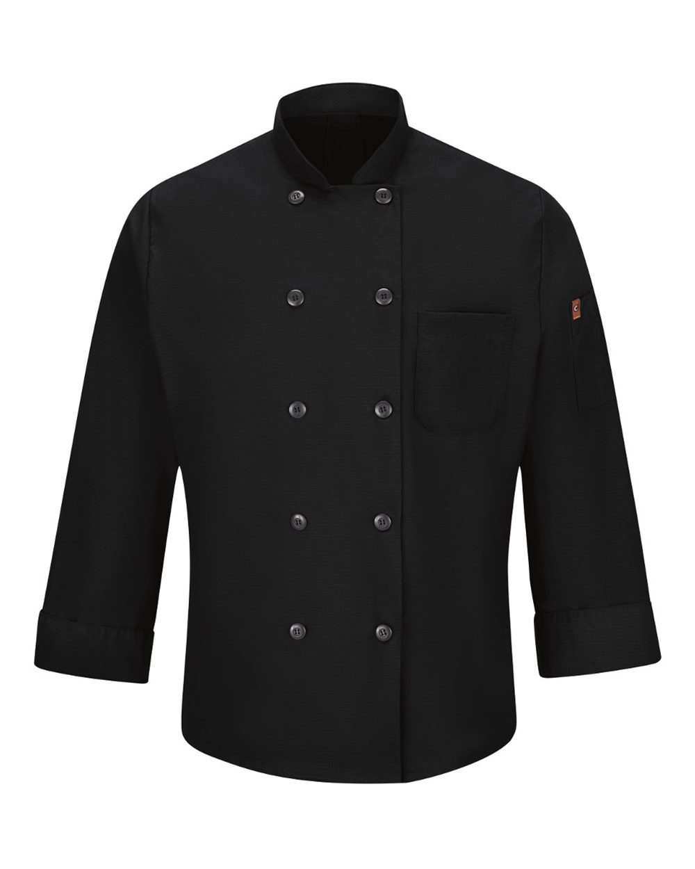 Front View of Black Mimix™ Chef Coat with OilBlok - 042X