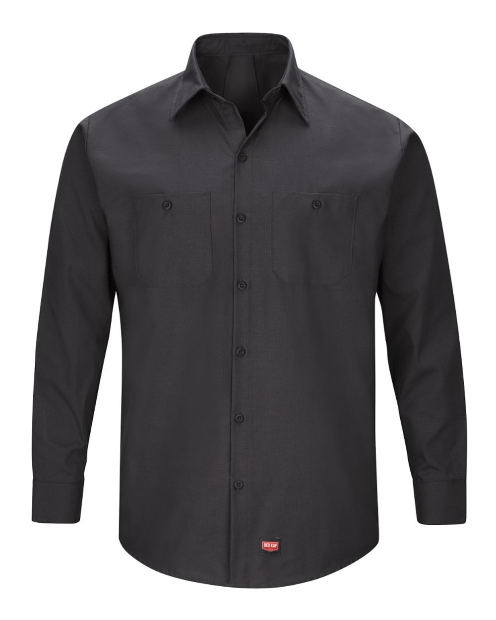 Front View of Black Mimix™ Long Sleeve Work Shirt - SX10