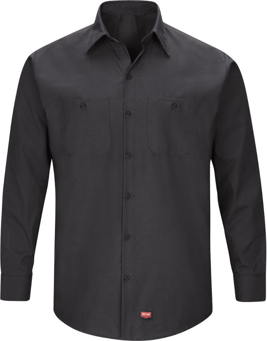 Front View of Black Mimix™ Long Sleeve Work Shirt - Tall Sizes - SX10T