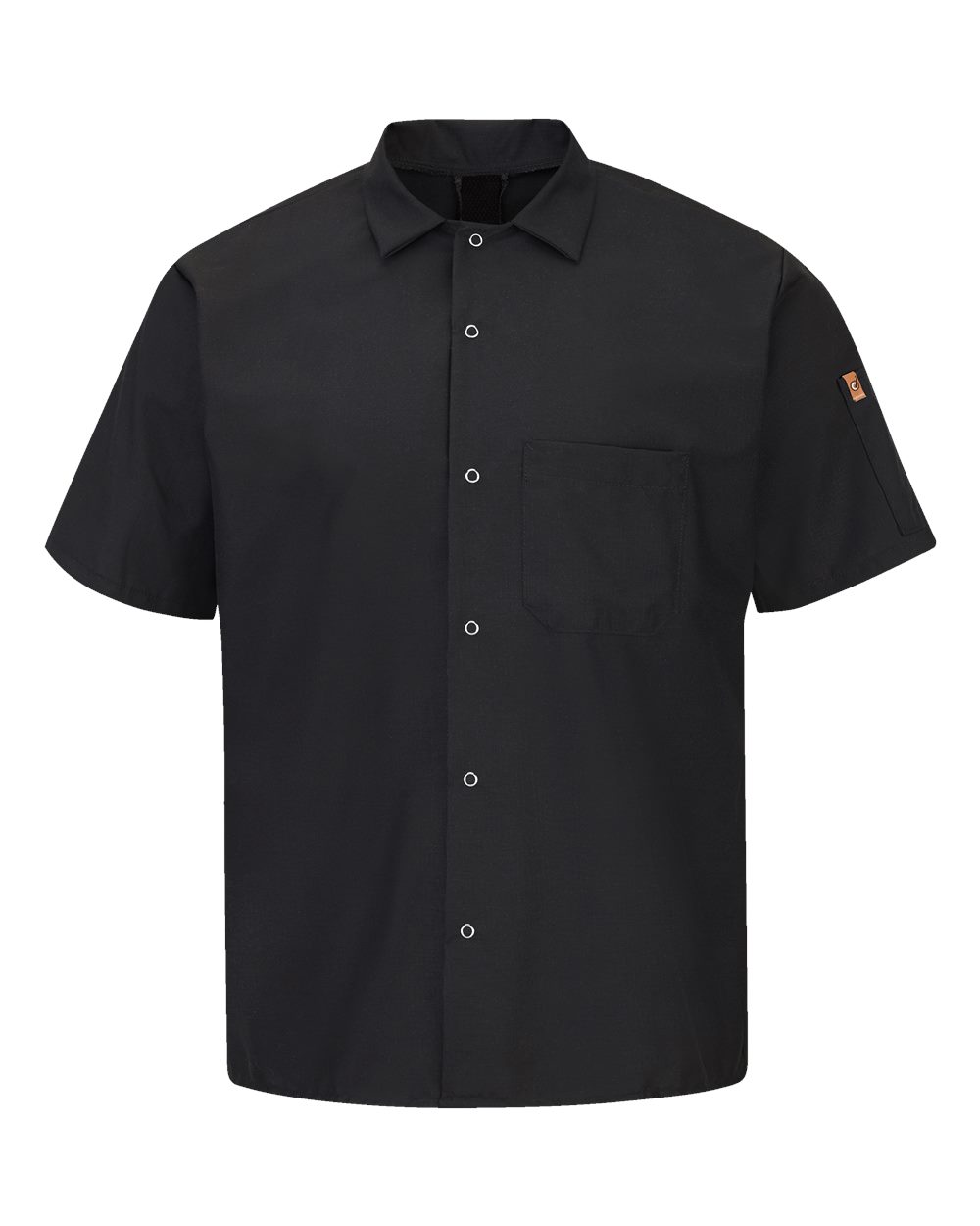 Front View of Black Mimix™ Short Sleeve Cook Shirt with OilBlok - 502X
