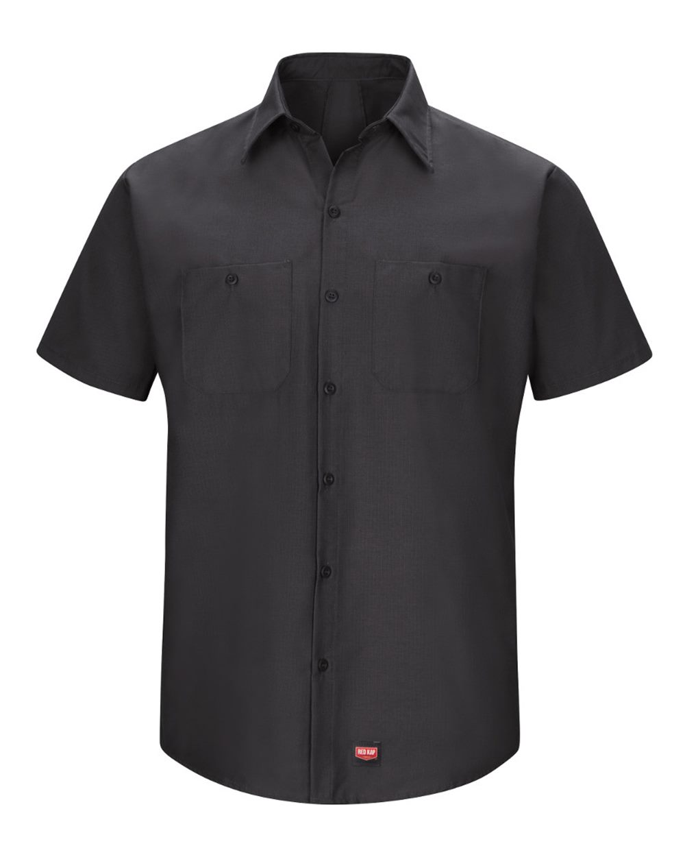Front View of Black Mimix™ Short Sleeve Work Shirt - SX20