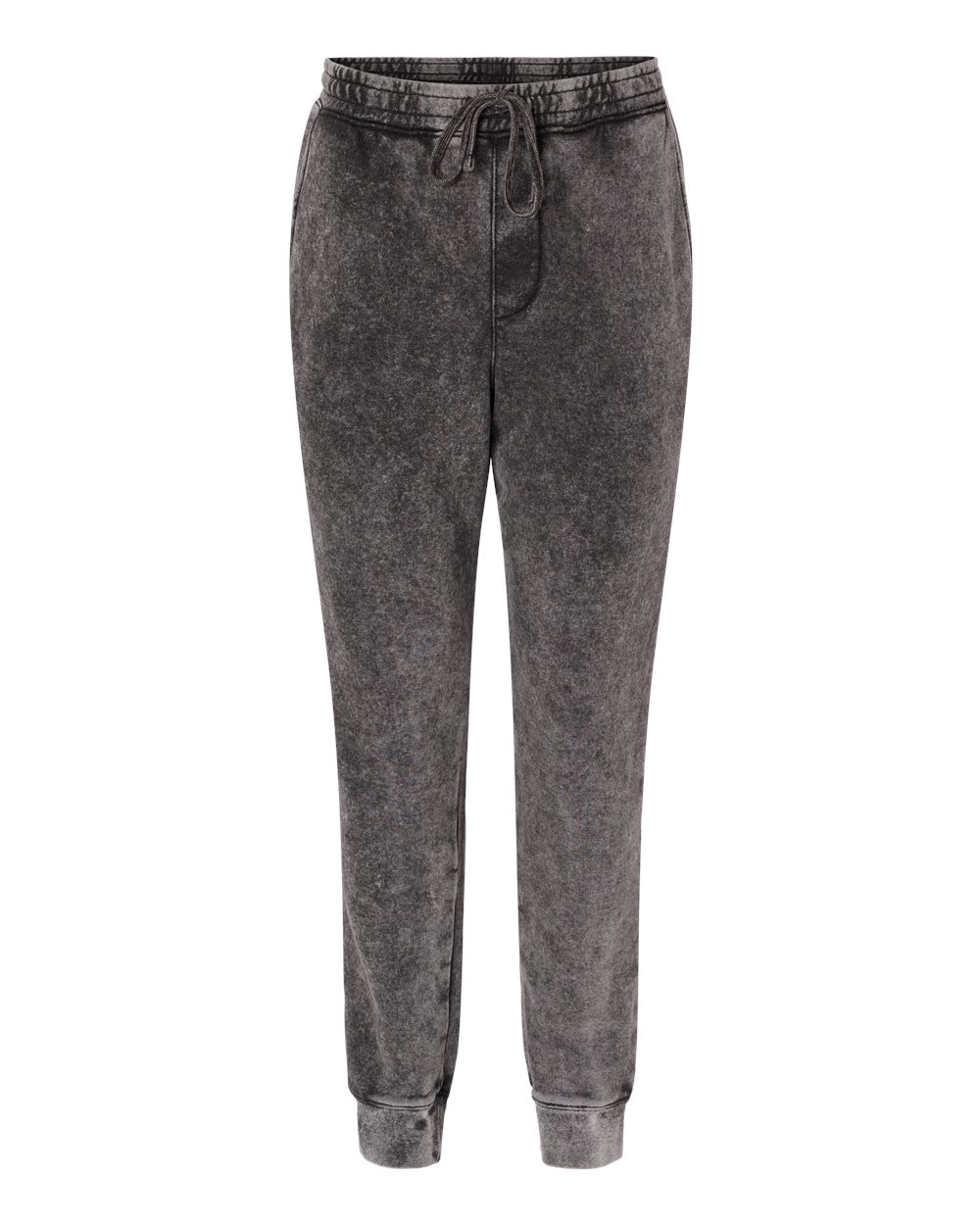 Front View of Black Mineral Wash Fleece Pants - PRM50PTMW