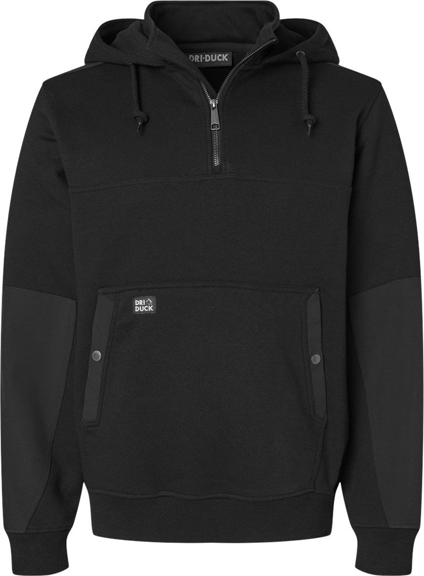 Front View of Black Mission Quarter-Zip Hooded Pullover - 7349