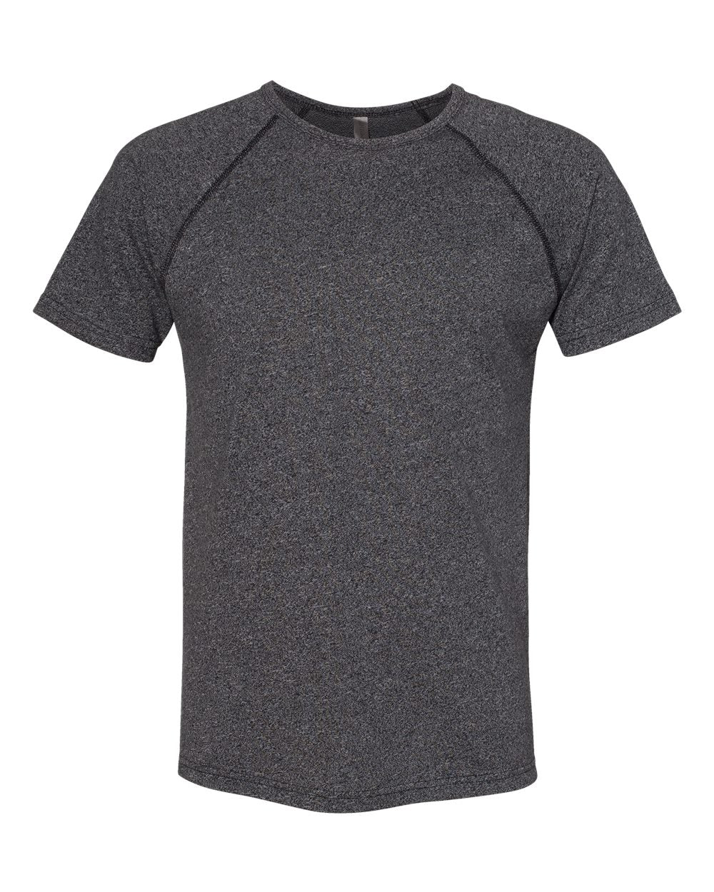 Front View of Black Mock Twist Raglan T-Shirt - 2050