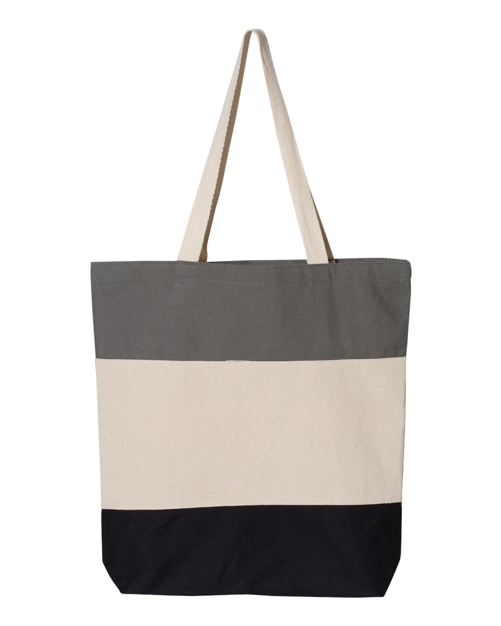 Front View of Black/ Natural/ Light Grey 11L Tri-Color Tote - Q125900