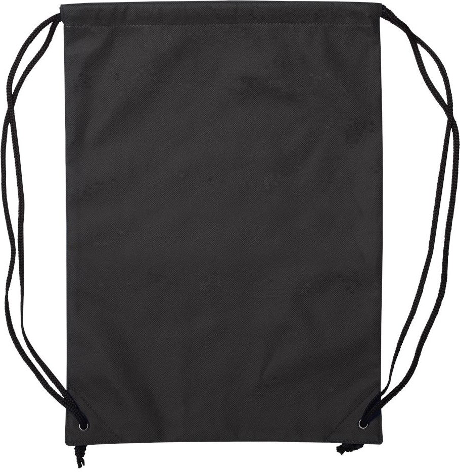 Front View of Black Non-Woven Drawstring Backpack - A136