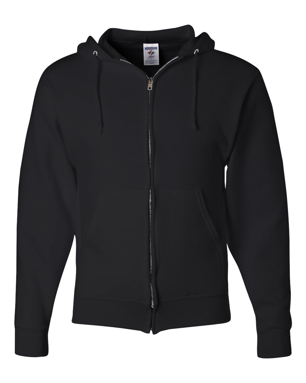 Front View of Black NuBlend® Full-Zip Hooded Sweatshirt - 993MR