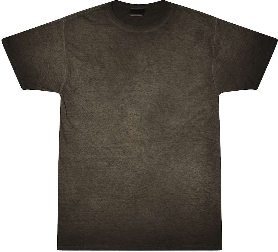 Front View of Black Oil Wash T-Shirt - 1310