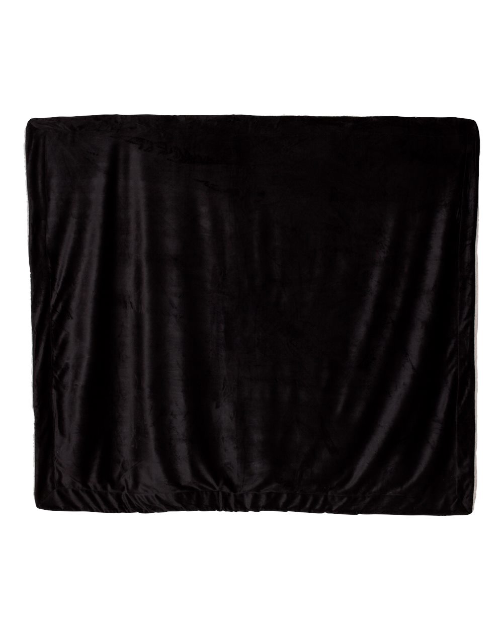 Front View of Black Oversized Mink Sherpa Blanket - 8726