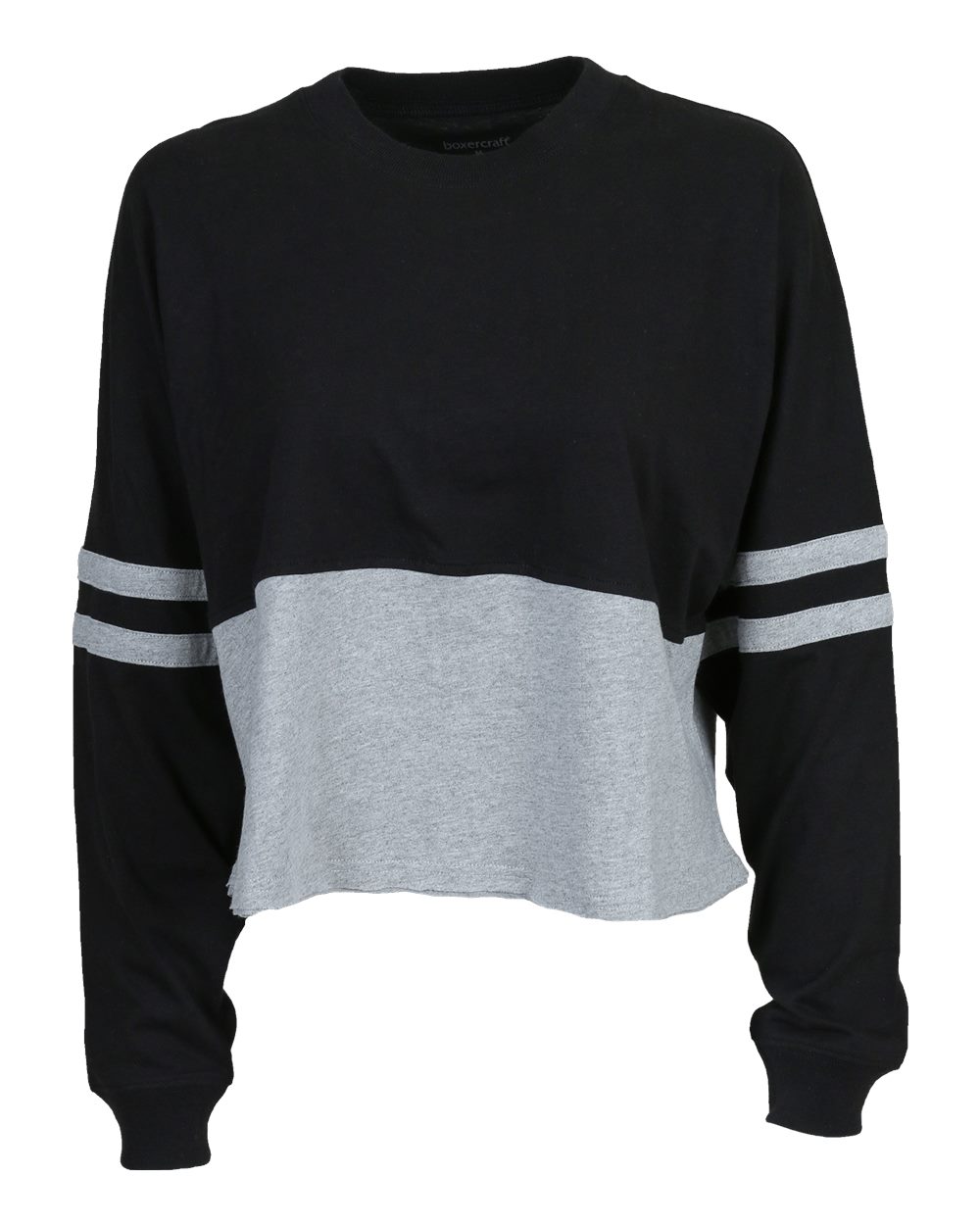 Front View of Black/ Oxford Women's Crop Retro Jesery - BW3515
