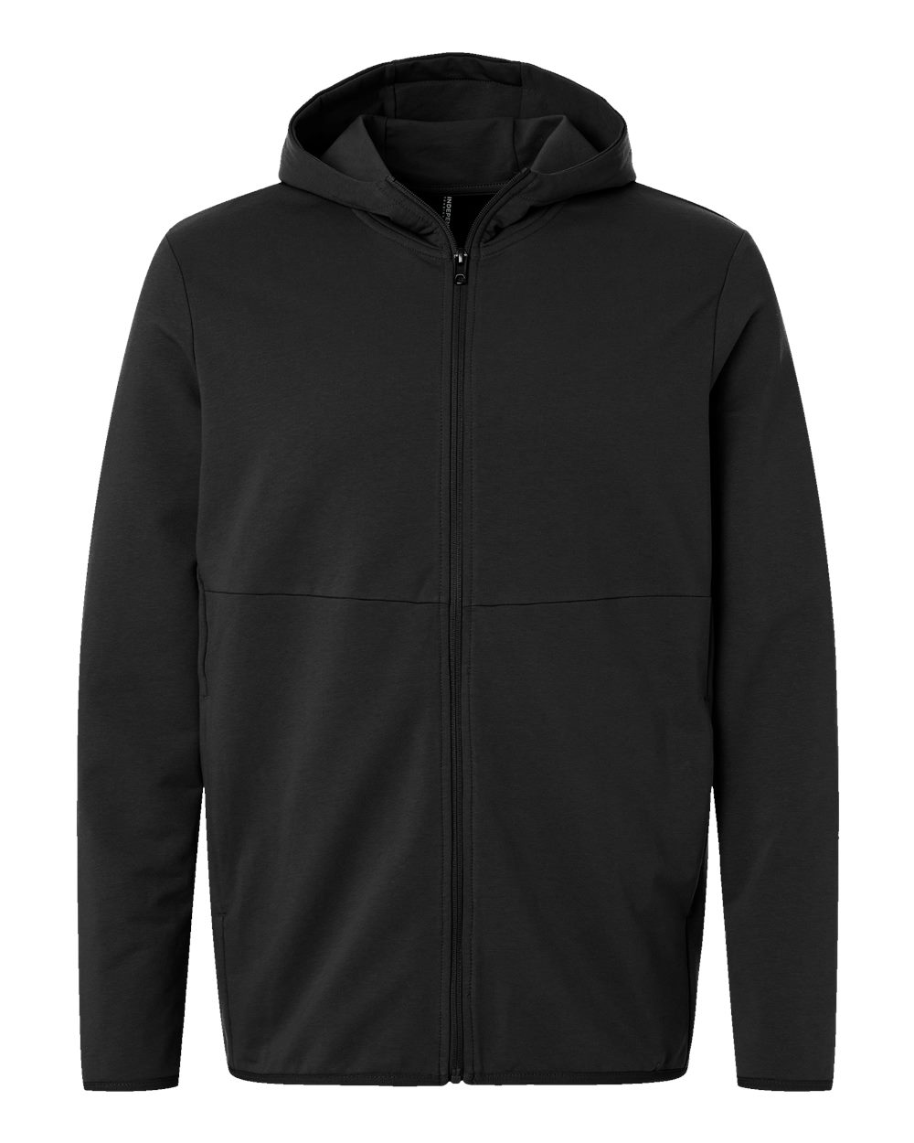Front View of Black Perform Full-Zip Hooded Sweatshirt - EXP30PZ