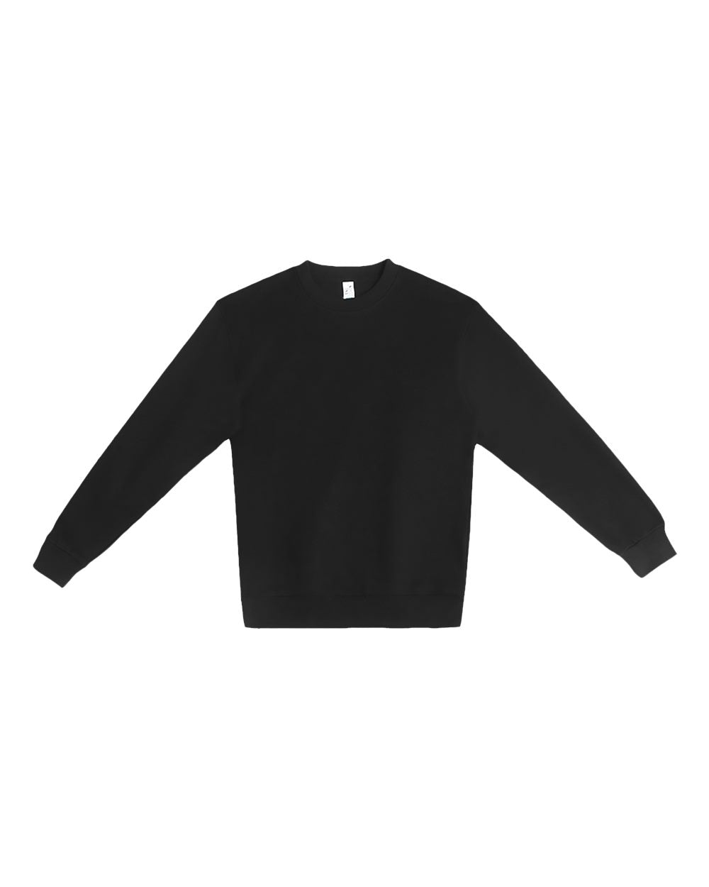 Front View of Black Pigment-Dyed Crewneck Sweatshirt - LS16004