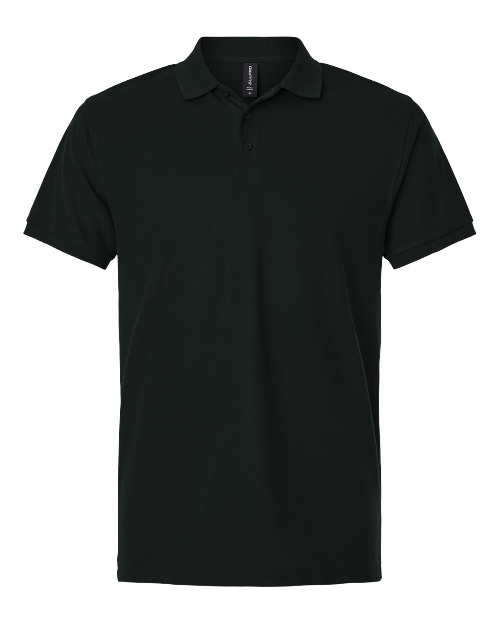 Front View of Black Pique Polo - 62800