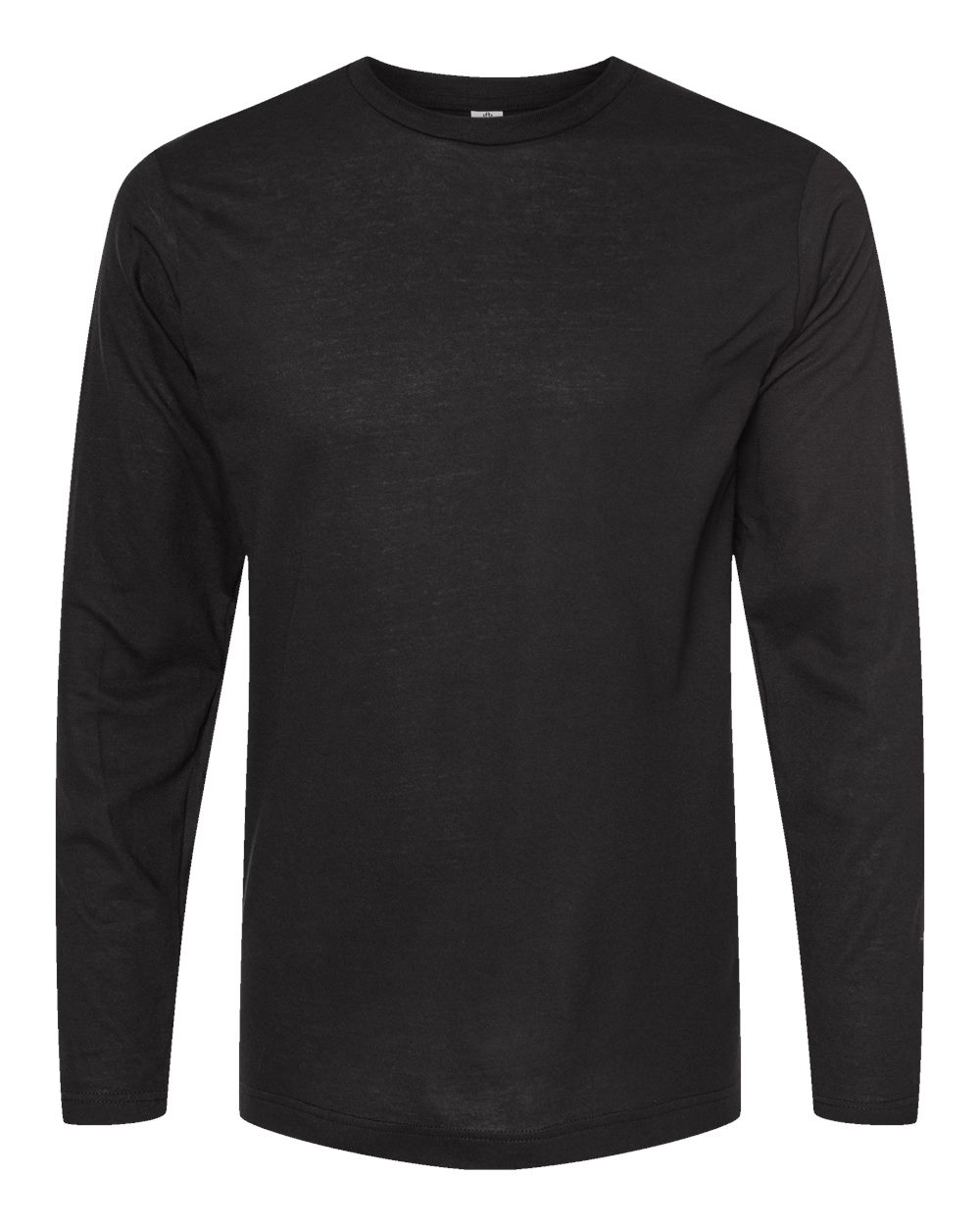 Front View of Black Poly-Rich Long Sleeve T-Shirt - 242