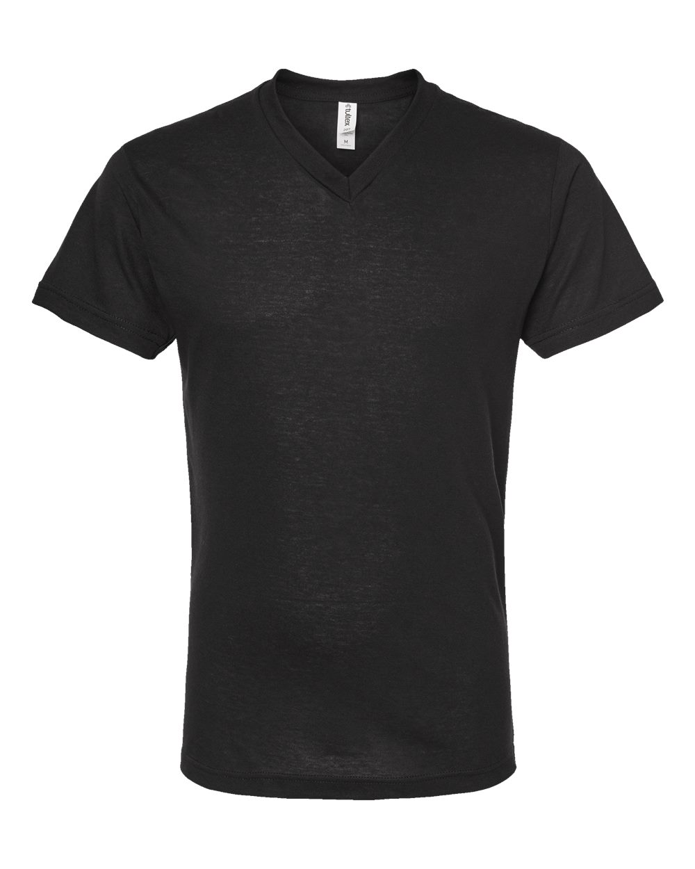 Front View of Black Poly-Rich V-Neck T-Shirt - 207