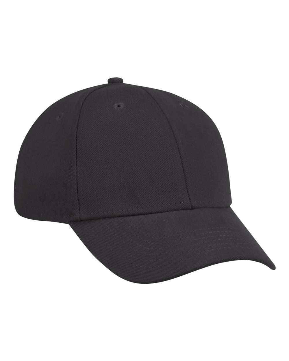 Front View of Black Polyester Ball Cap - HB20
