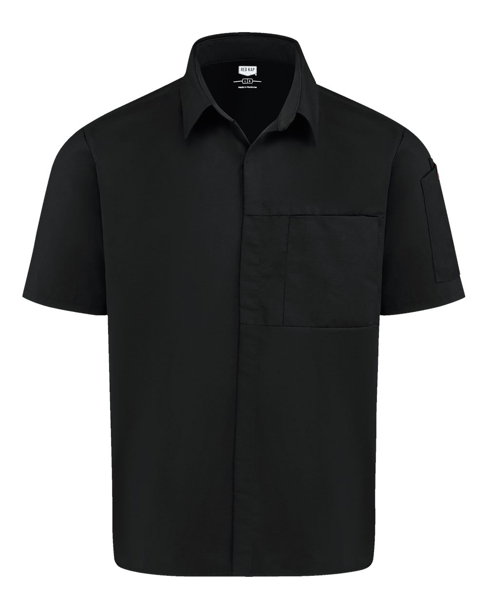 Front View of Black Poplin Airflow Cook Shirt with OilBlok - 502M