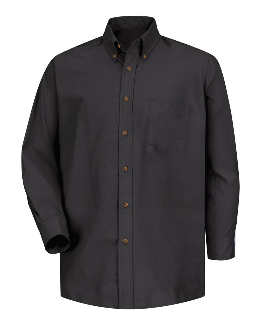 Front View of Black Poplin Dress Shirt - SP90