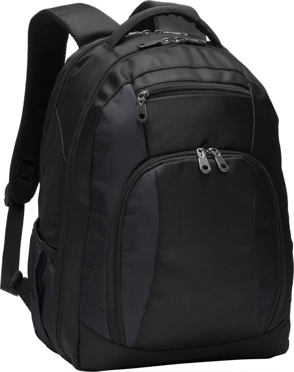 Front View of Black Port Authority Commuter Backpack. BG205