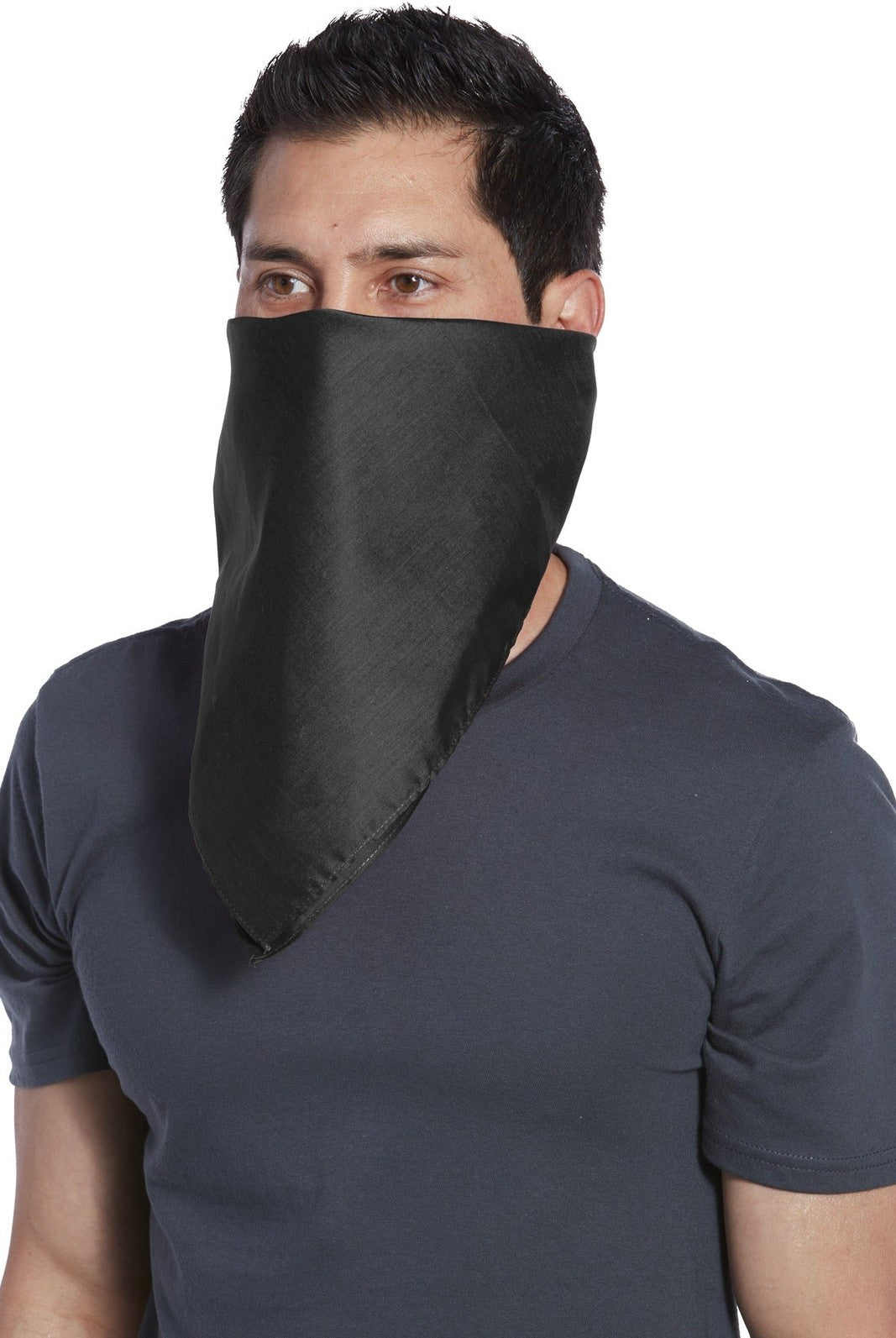 Front View of Black Port Authority Cotton Bandana C960