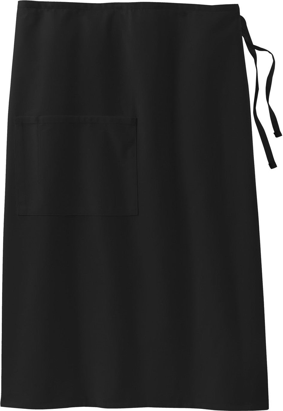 Front View of Black Port Authority Easy Care Full Bistro Apron with Stain Release. A701