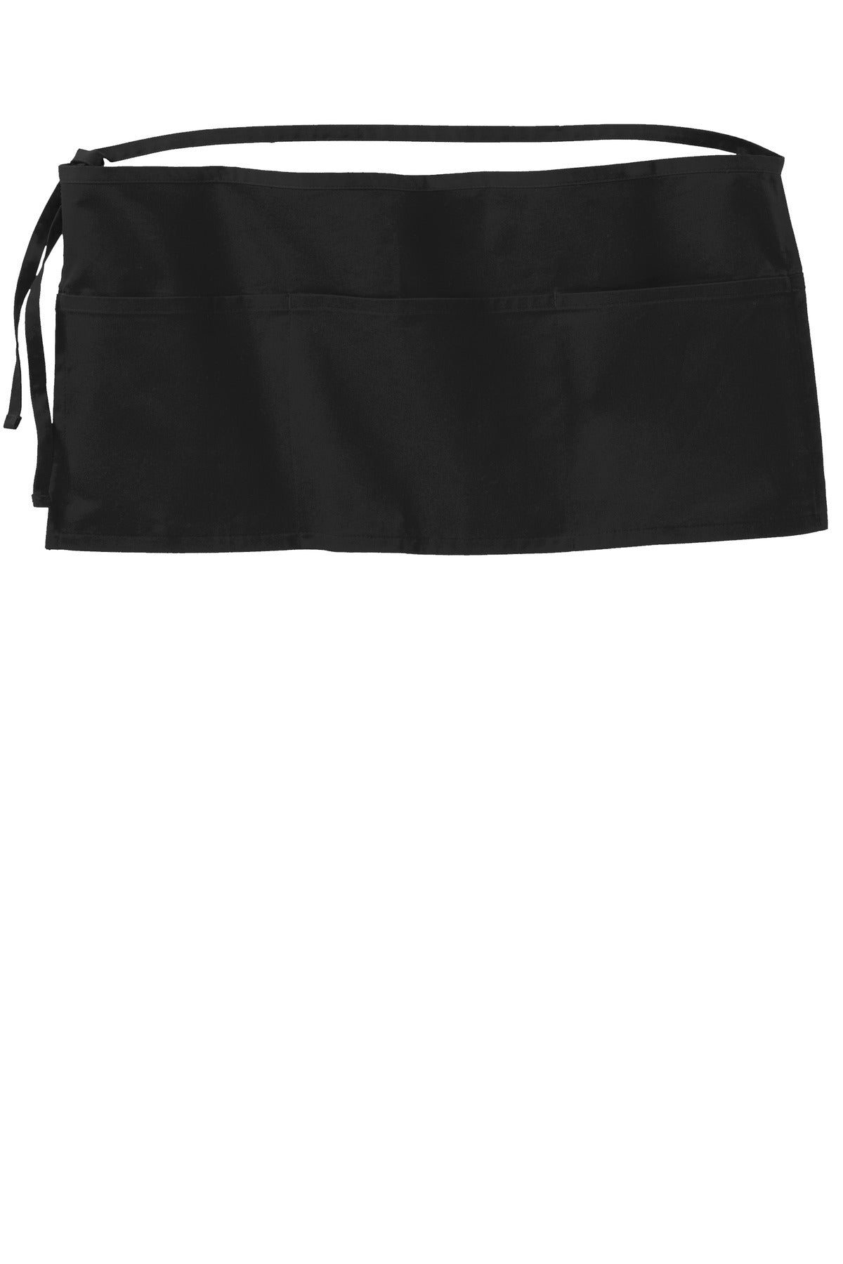Front View of Black Port Authority Easy Care Reversible Waist Apron with Stain Release. A707