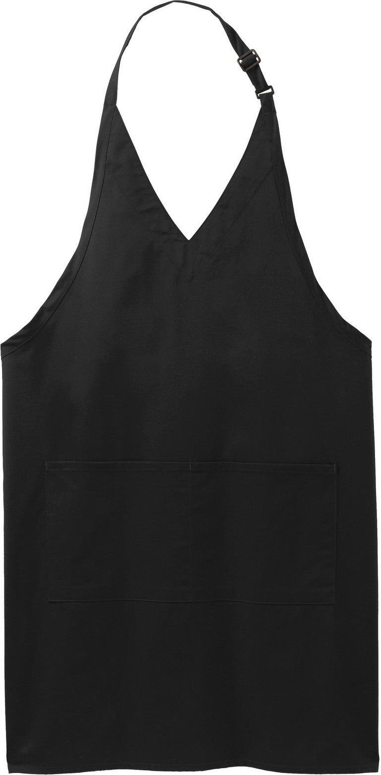 Front View of Black Port Authority Easy Care Tuxedo Apron with Stain Release. A704