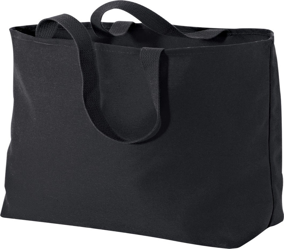 Front View of Black Port Authority - Ideal Twill Jumbo Tote. B300
