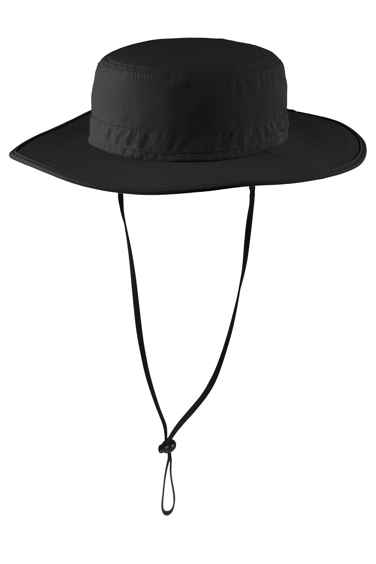 Rear View of Black Port Authority Outdoor Wide-Brim Hat. C920
