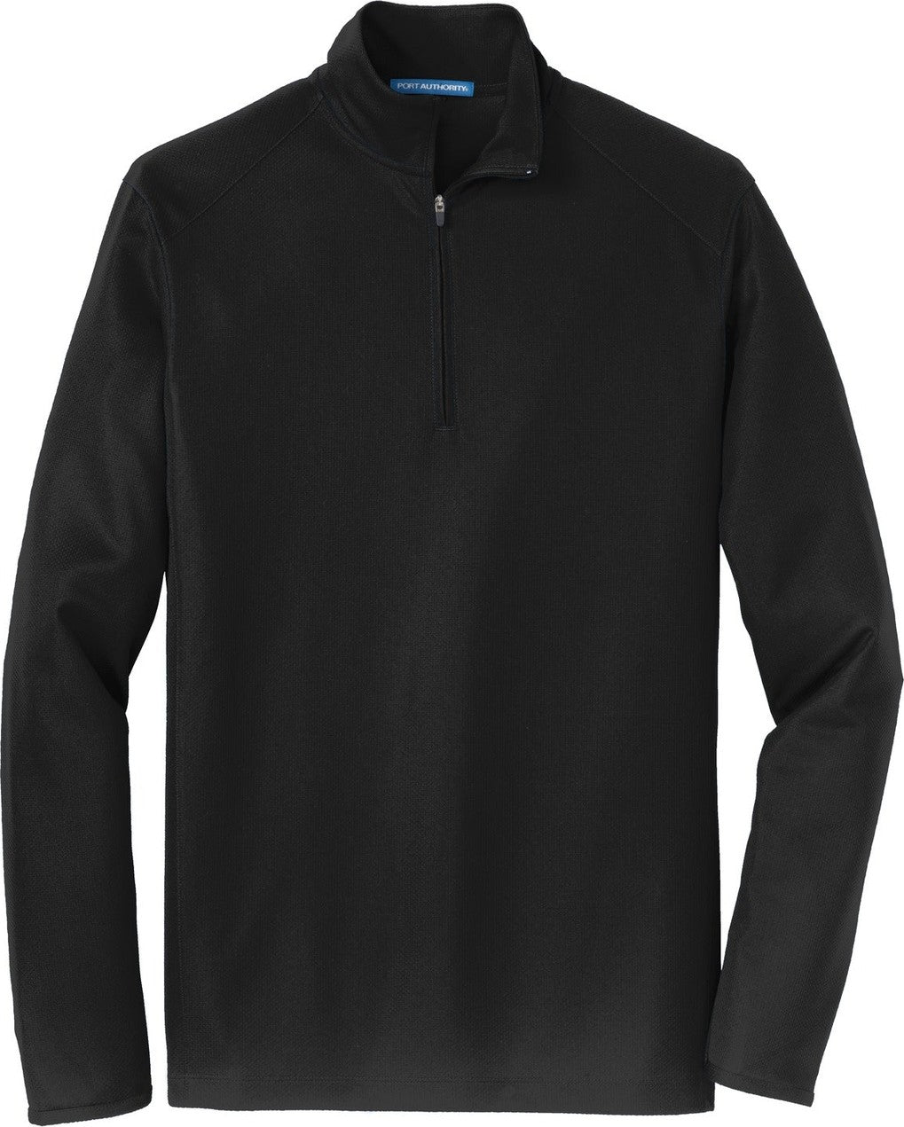 Front View of Black Port Authority Pinpoint Mesh 1/2-Zip. K806