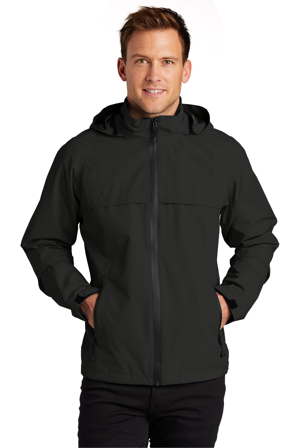 Front View of Black Port Authority Tall Torrent Waterproof Jacket TLJ333