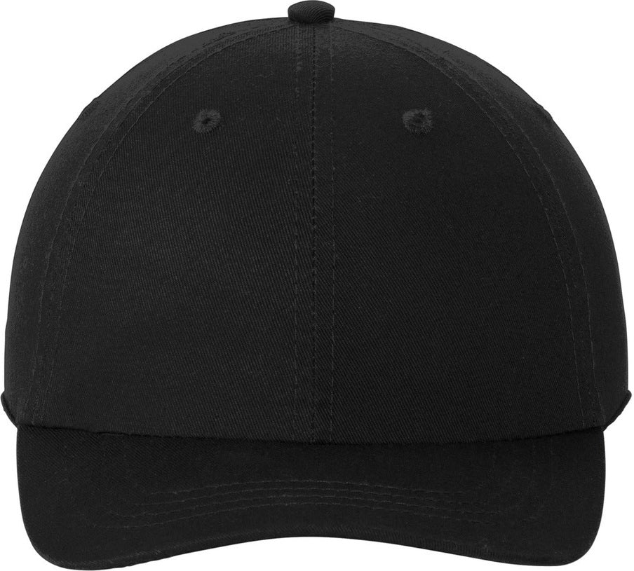 Front View of Black Port Authority Washed Twill Cap. CP78