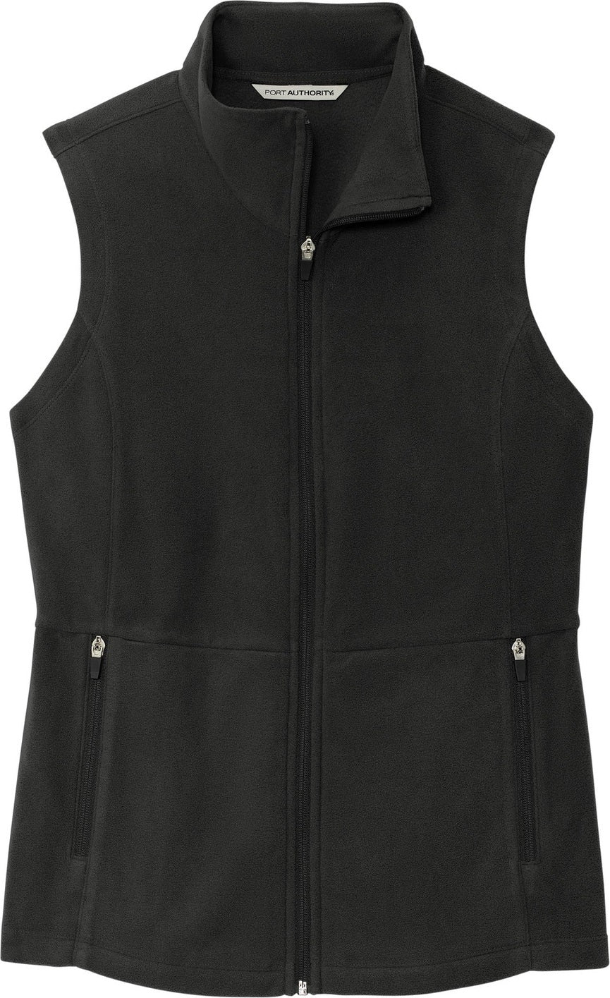 Front View of Black Port Authority Women's Accord Microfleece Vest L152