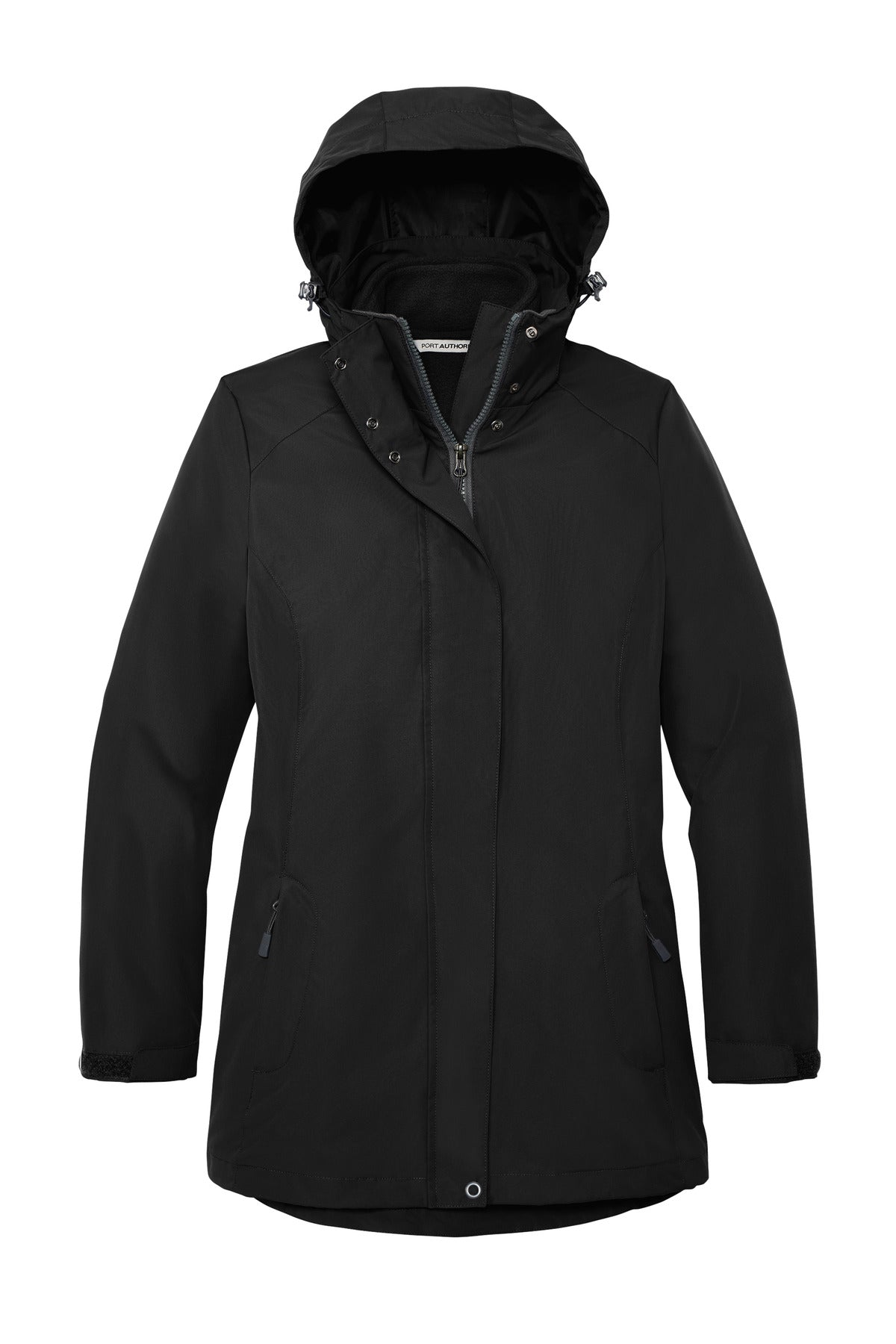 Front View of Black Port Authority Women's All-Weather 3-in-1 Jacket L123