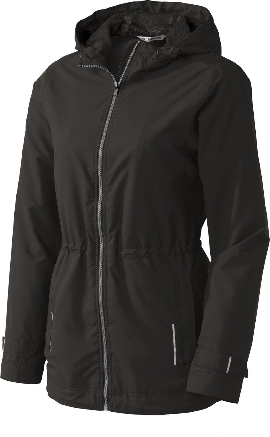 Front View of Black Port Authority Women's Northwest Slicker. L7710