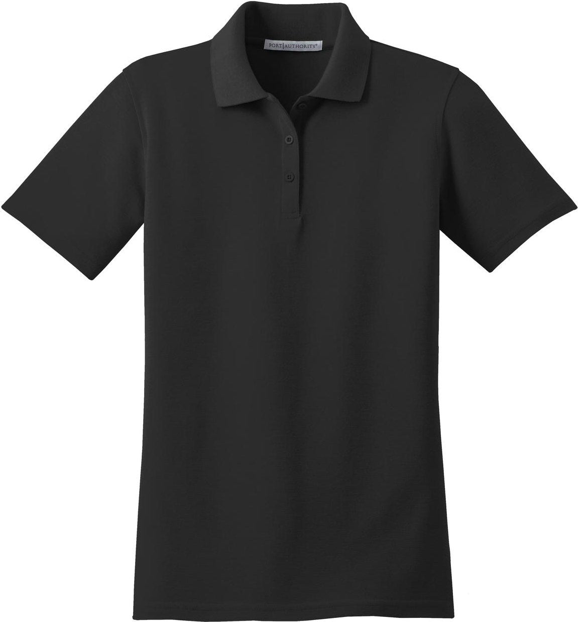 Front View of Black Port Authority Women's Stain-Resistant Polo. L510