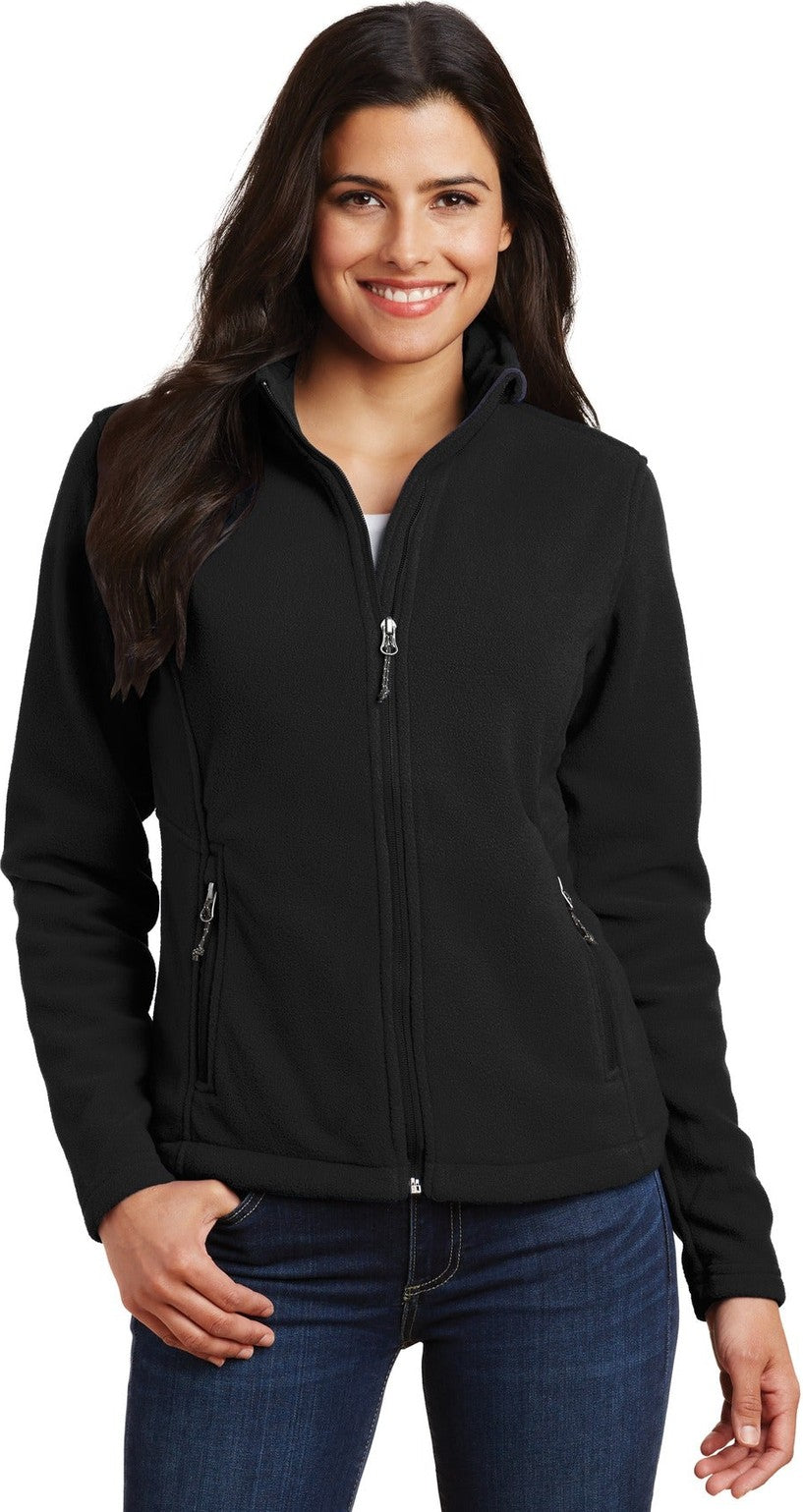Front View of Black Port Authority Women's Value Fleece Jacket. L217